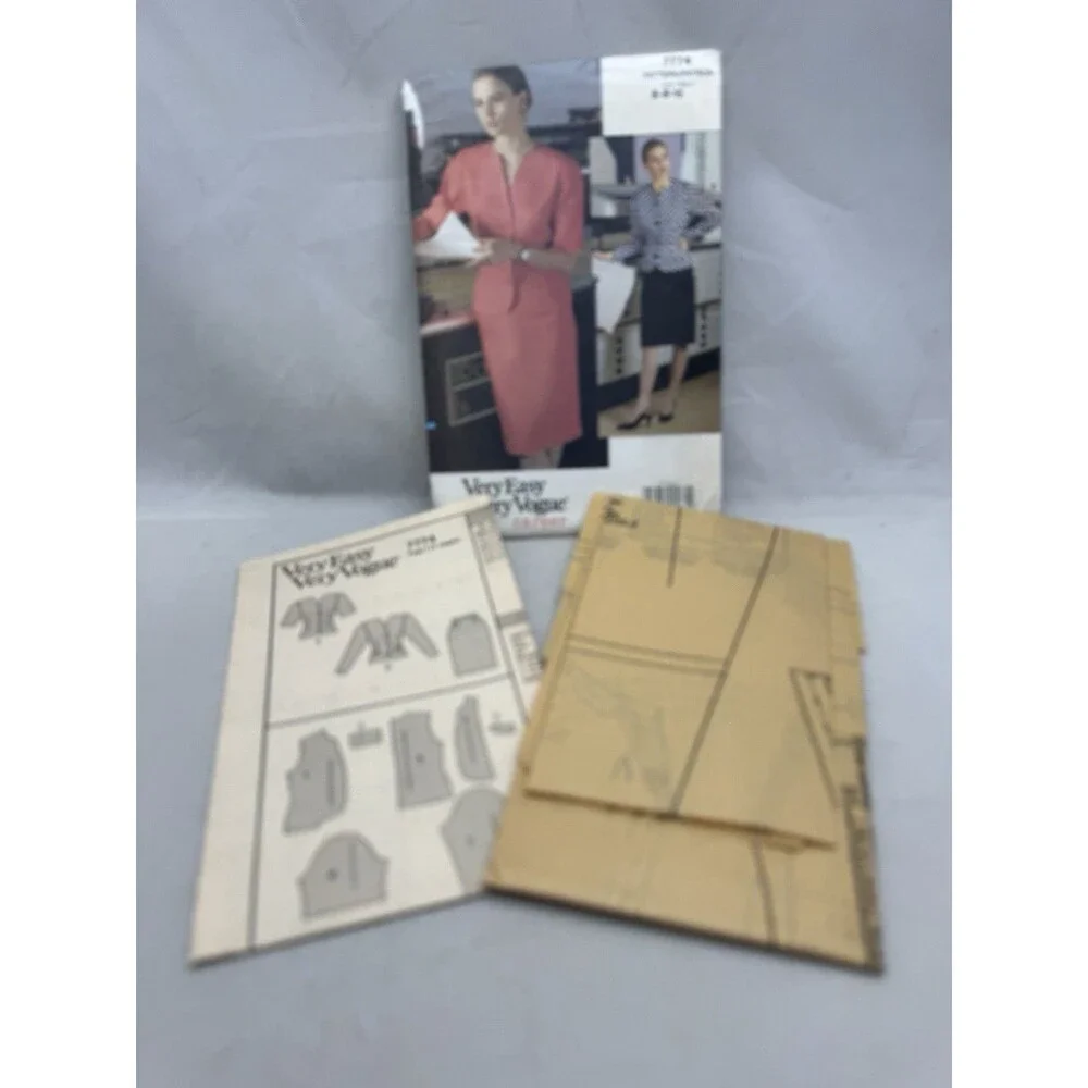 Vogue 7774 Sewing Pattern Crafts Sizes 6 8 10 Very Easy Career Top Skirt 1990